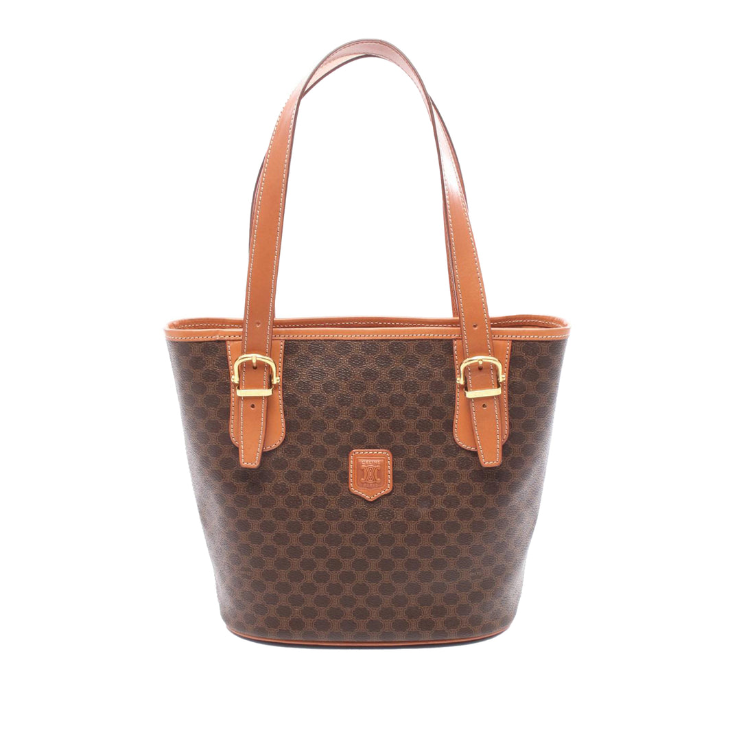 Macadam Coated Canvas Handbag Brown - Gaby Paris