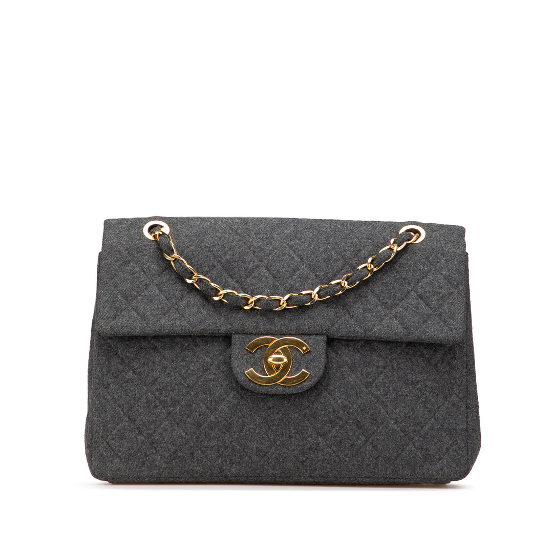 Maxi XL Classic Wool Single Flap Gray - Gaby Paris