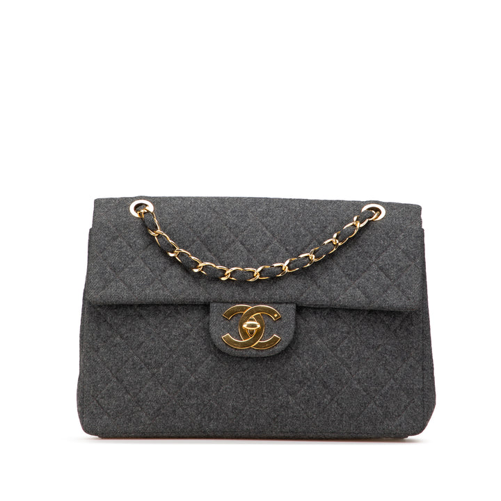 Maxi XL Classic Wool Single Flap Gray - Gaby Paris