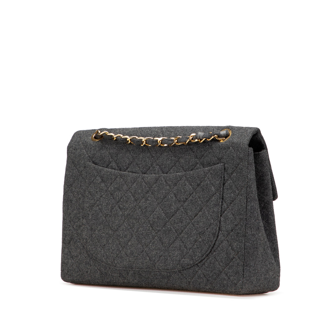 Maxi XL Classic Wool Single Flap Gray - Gaby Paris