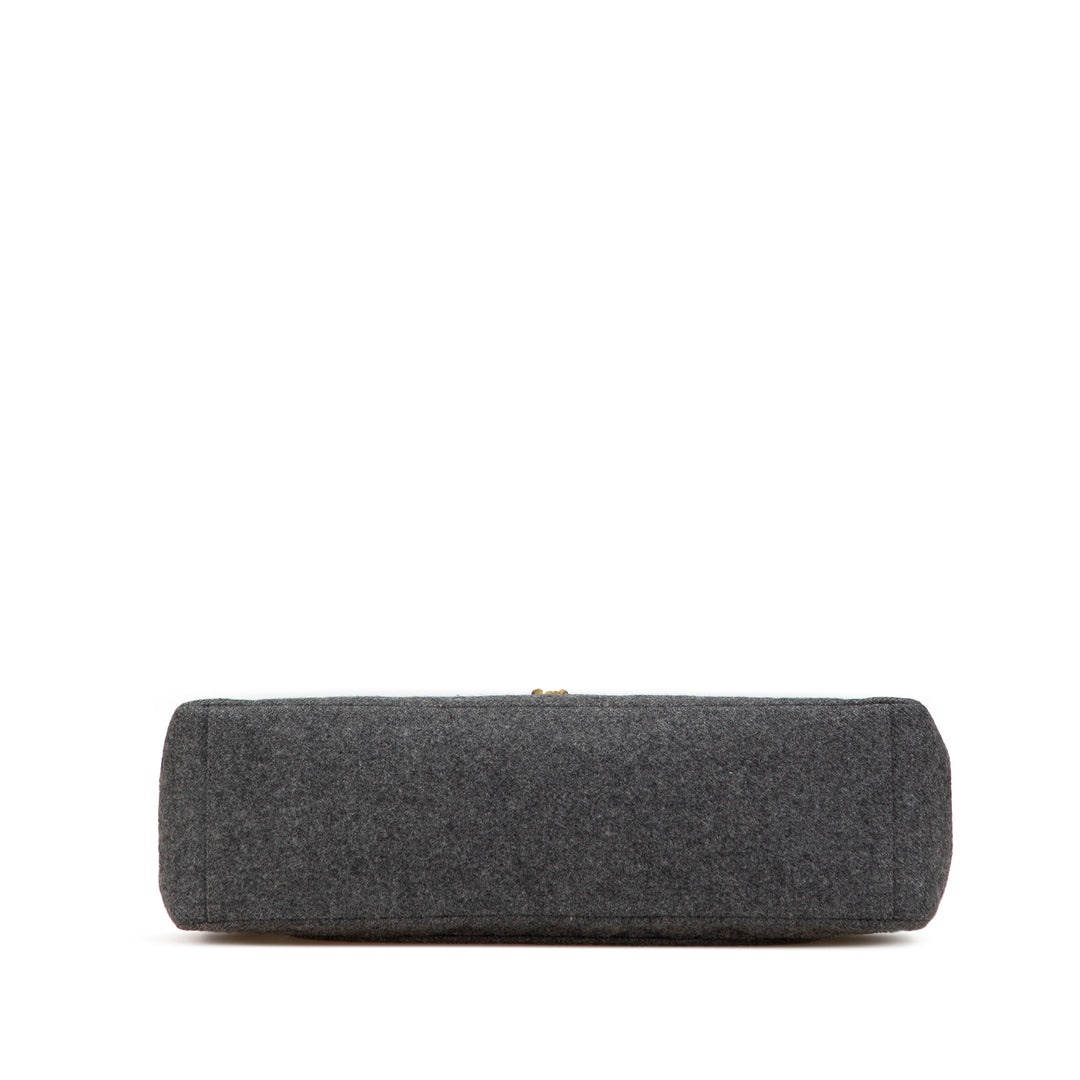 Maxi XL Classic Wool Single Flap Gray - Gaby Paris