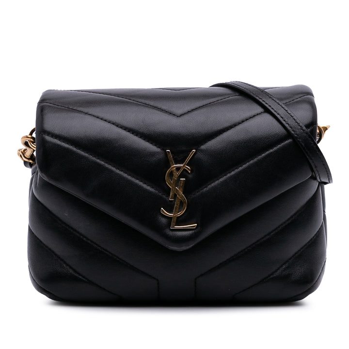 Saint Laurent Toy Matelasse Cuir Monogram LouLou Sac porté croisé Noir