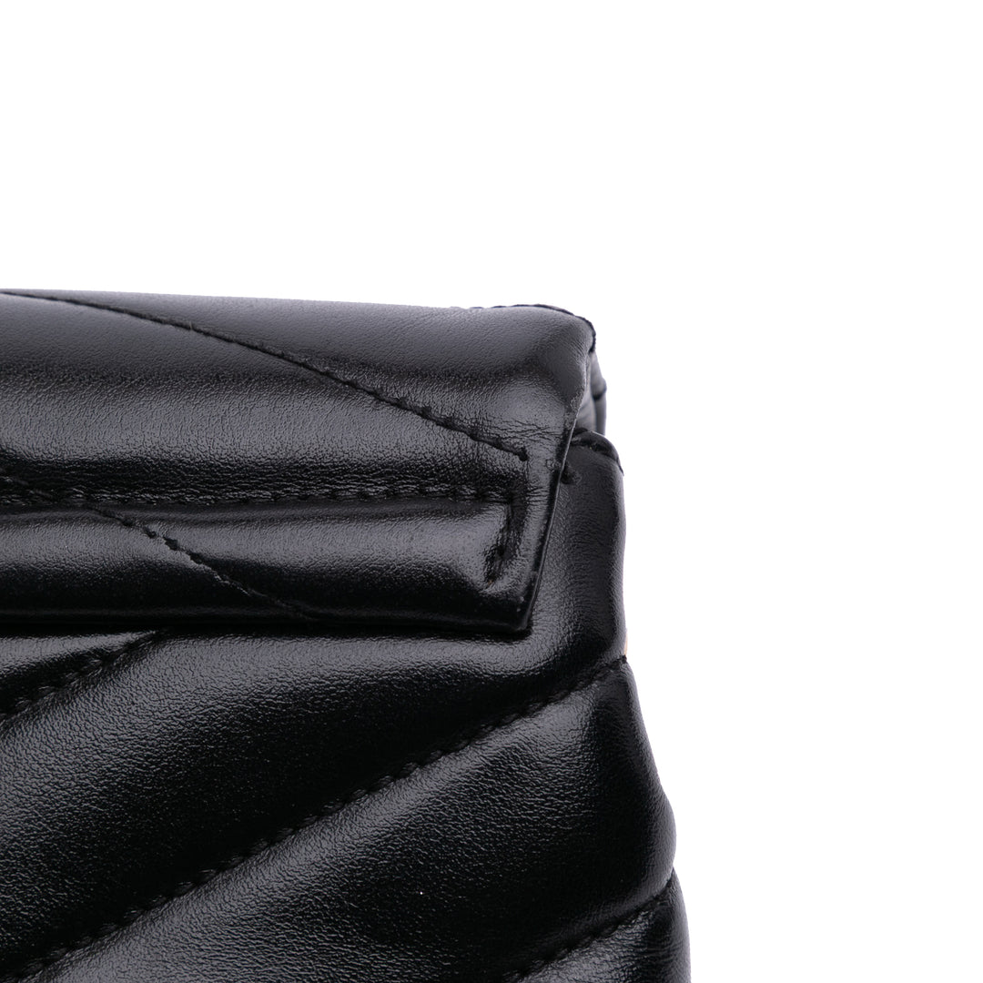 Saint Laurent Toy Matelasse Cuir Monogram LouLou Sac porté croisé Noir