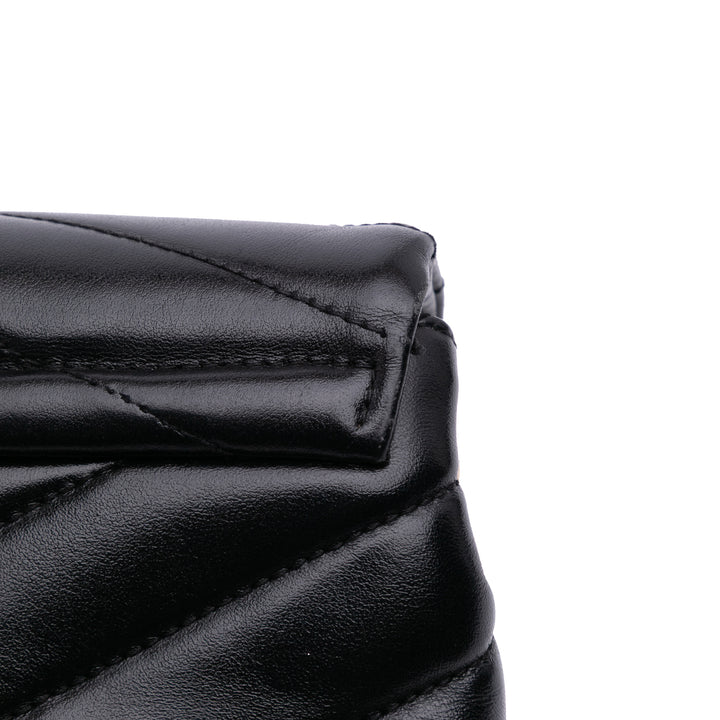 Saint Laurent Toy Matelasse Cuir Monogram LouLou Sac porté croisé Noir
