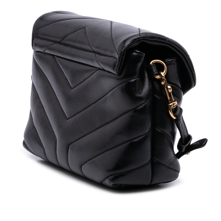 Saint Laurent Toy Matelasse Cuir Monogram LouLou Sac porté croisé Noir