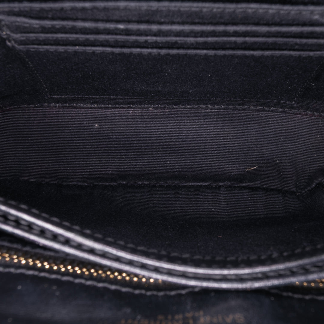 Saint Laurent Toy Matelasse Cuir Monogram LouLou Sac porté croisé Noir