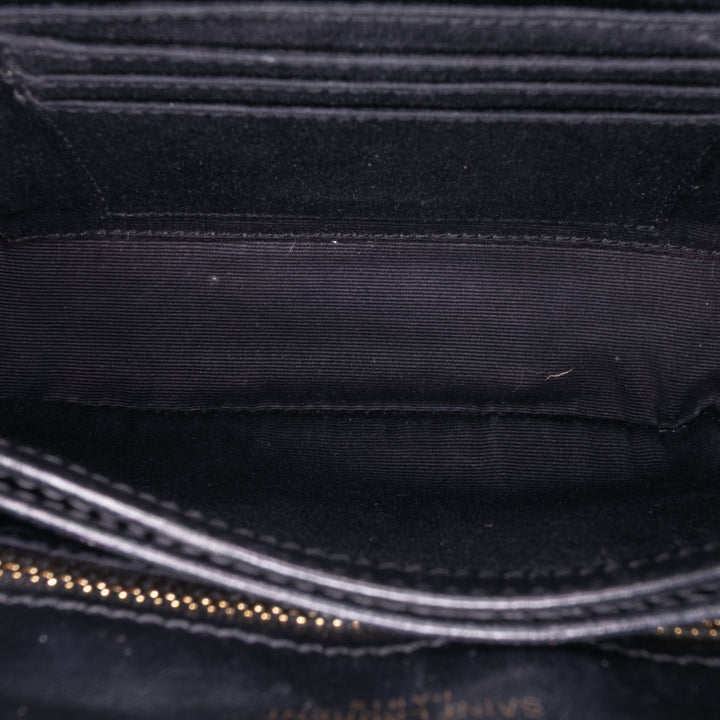 Saint Laurent Toy Matelasse Cuir Monogram LouLou Sac porté croisé Noir