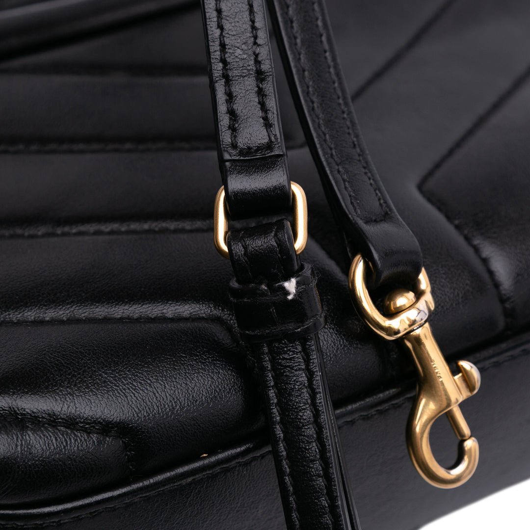 Saint Laurent Toy Matelasse Cuir Monogram LouLou Sac porté croisé Noir