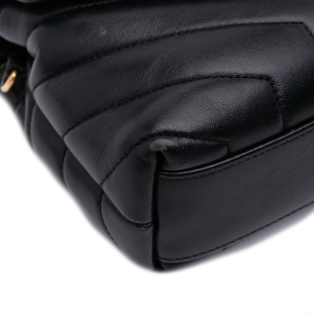 Saint Laurent Toy Matelasse Cuir Monogram LouLou Sac porté croisé Noir