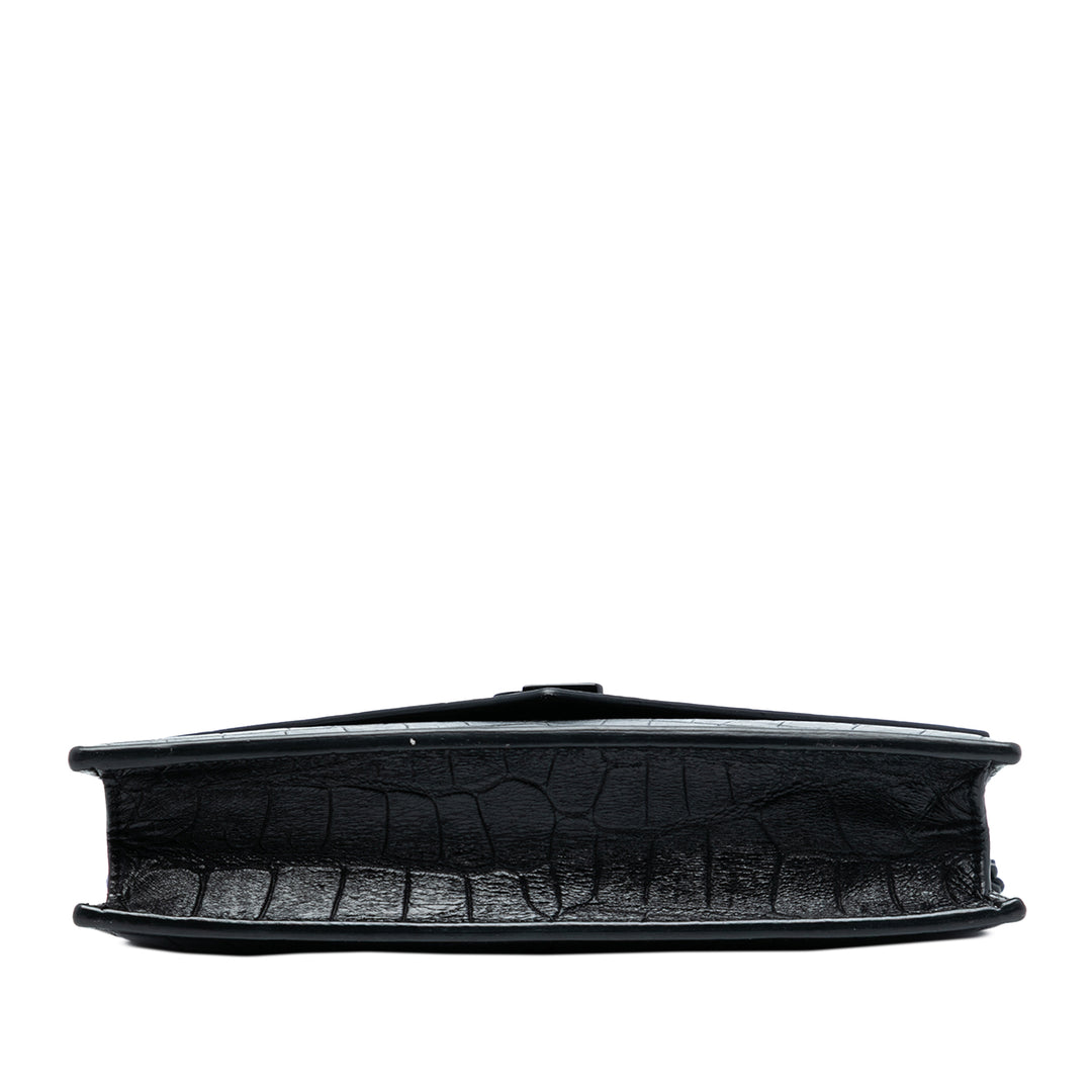 Saint Laurent Croc embossé Cuir Monogram Monochrome Envelope Chain Portefeuille