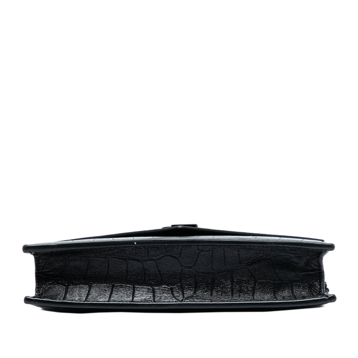 Saint Laurent Croc embossé Cuir Monogram Monochrome Envelope Chain Portefeuille