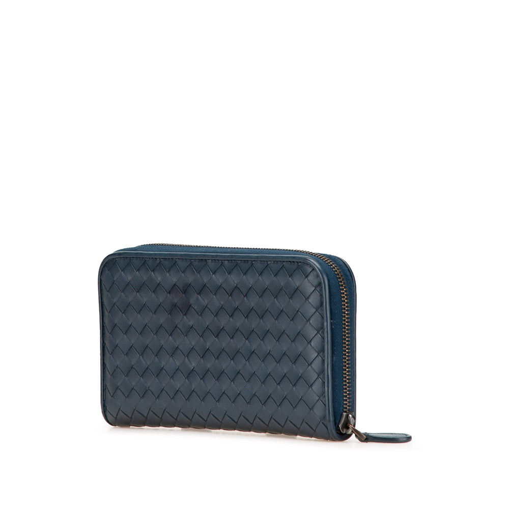 Bottega Veneta Nappa Intrecciato Zip Around Long Wallet Bleu – GABY PARIS Authentique