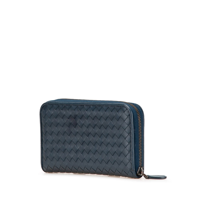 Bottega Veneta Nappa Intrecciato Zip Around Long Wallet Bleu – GABY PARIS Authentique