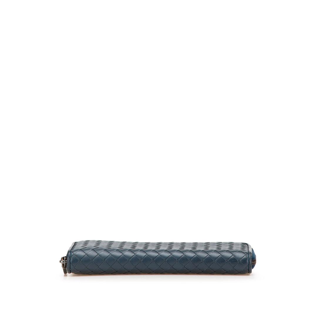 Bottega Veneta Nappa Intrecciato Zip Around Long Wallet Bleu – GABY PARIS Authentique