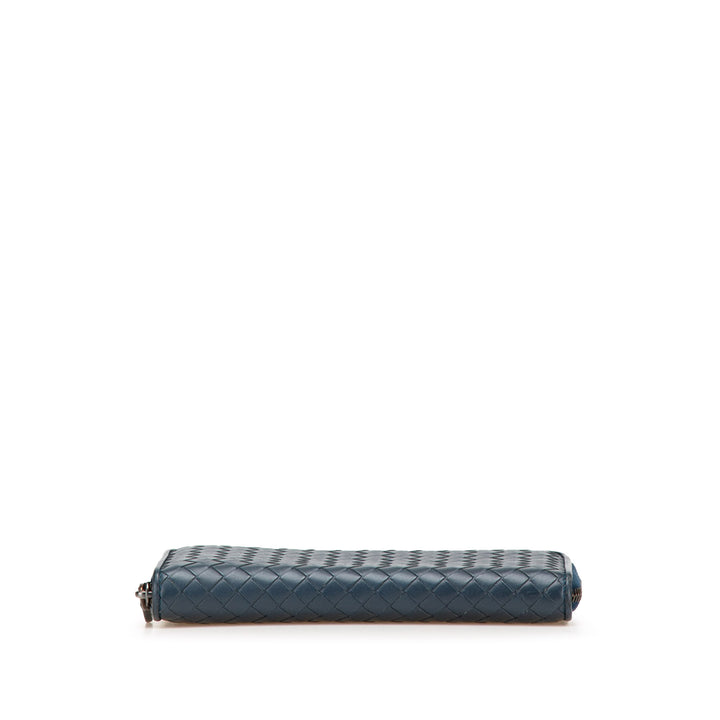 Bottega Veneta Nappa Intrecciato Zip Around Long Wallet Bleu – GABY PARIS Authentique