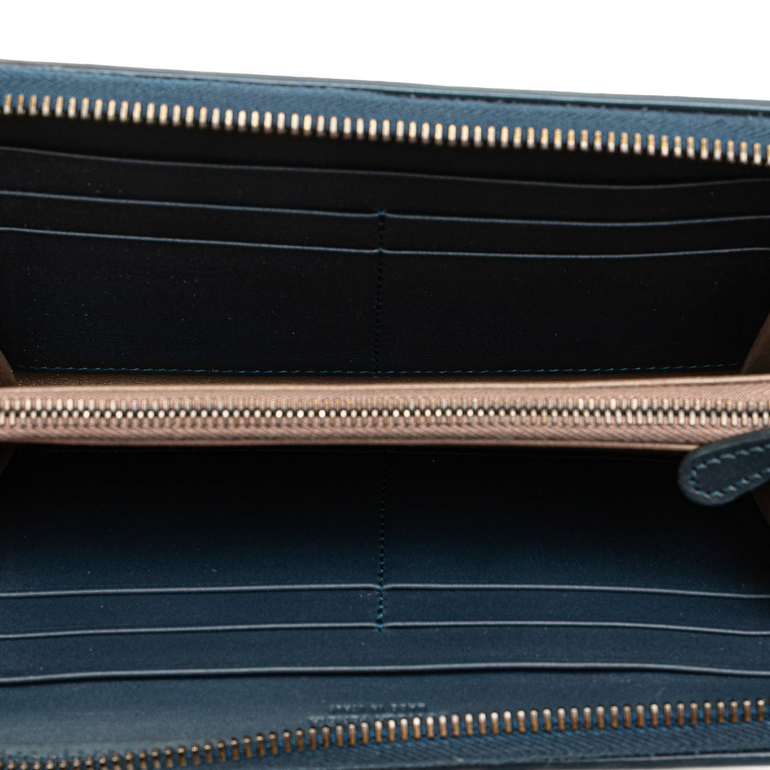 Bottega Veneta Nappa Intrecciato Zip Around Long Wallet Bleu – GABY PARIS Authentique