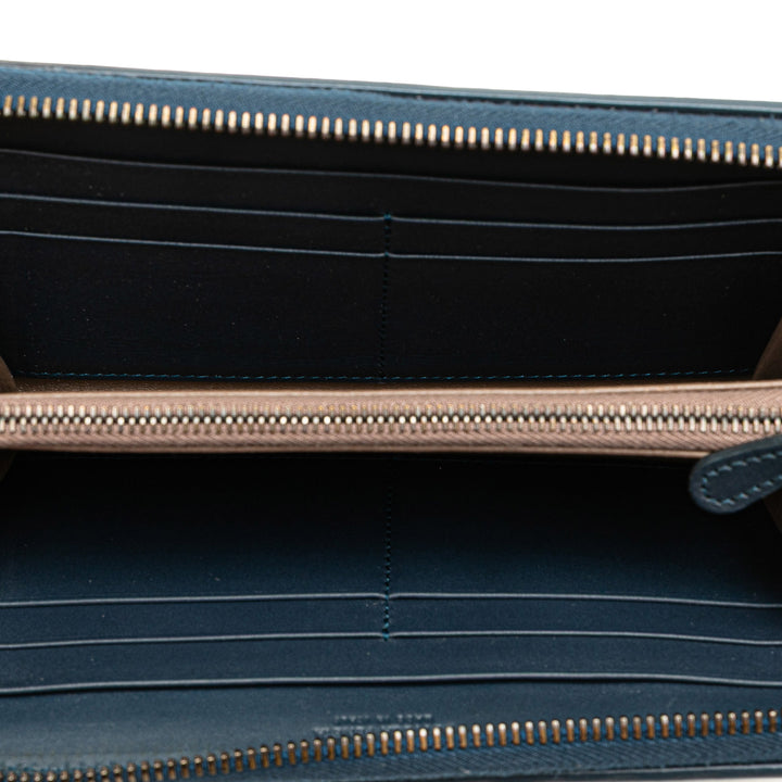 Bottega Veneta Nappa Intrecciato Zip Around Long Wallet Bleu – GABY PARIS Authentique
