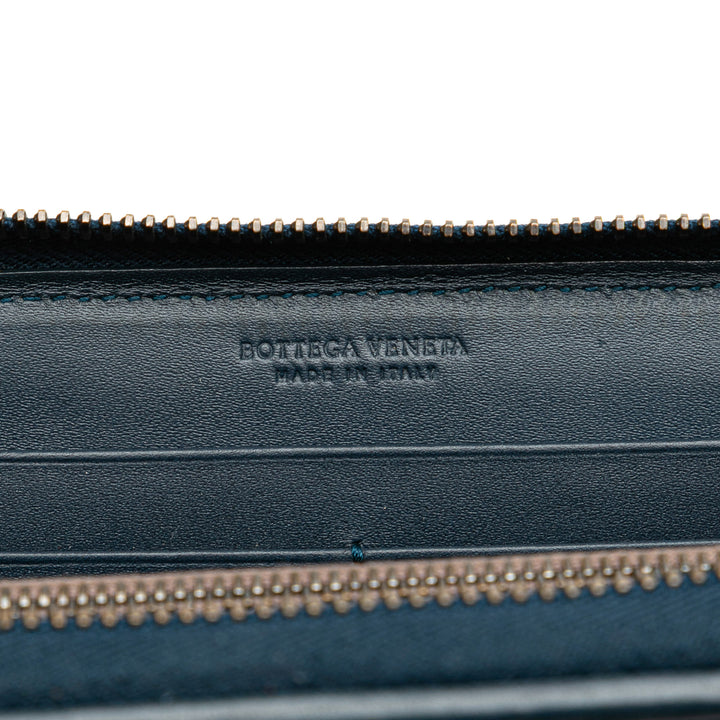 Bottega Veneta Nappa Intrecciato Zip Around Long Wallet Bleu – GABY PARIS Authentique