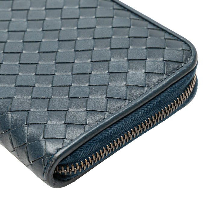Bottega Veneta Nappa Intrecciato Zip Around Long Wallet Bleu – GABY PARIS Authentique