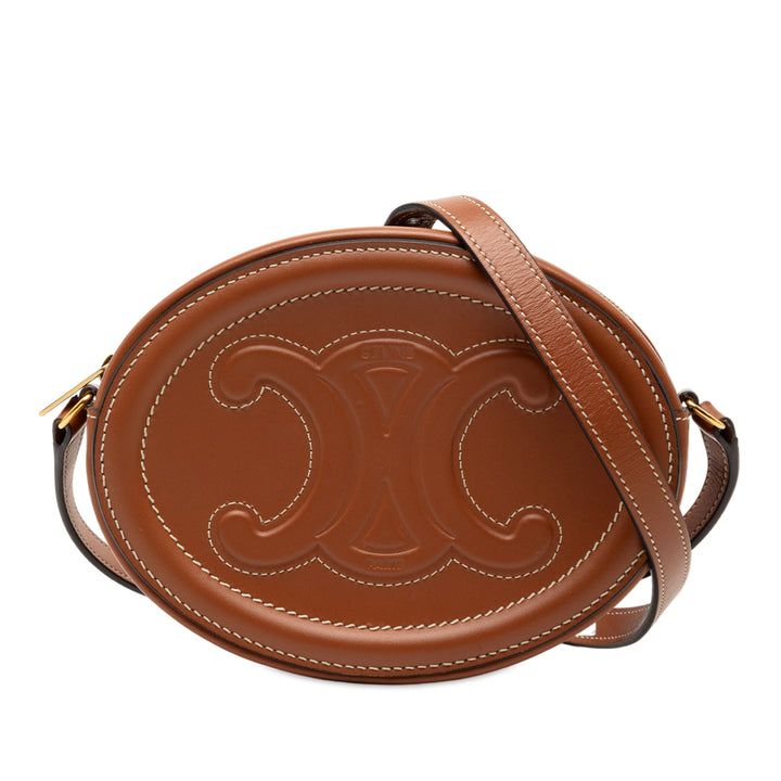 Celine Small Cuir de veau Cuir Triomphe Oval Sac porté croisé