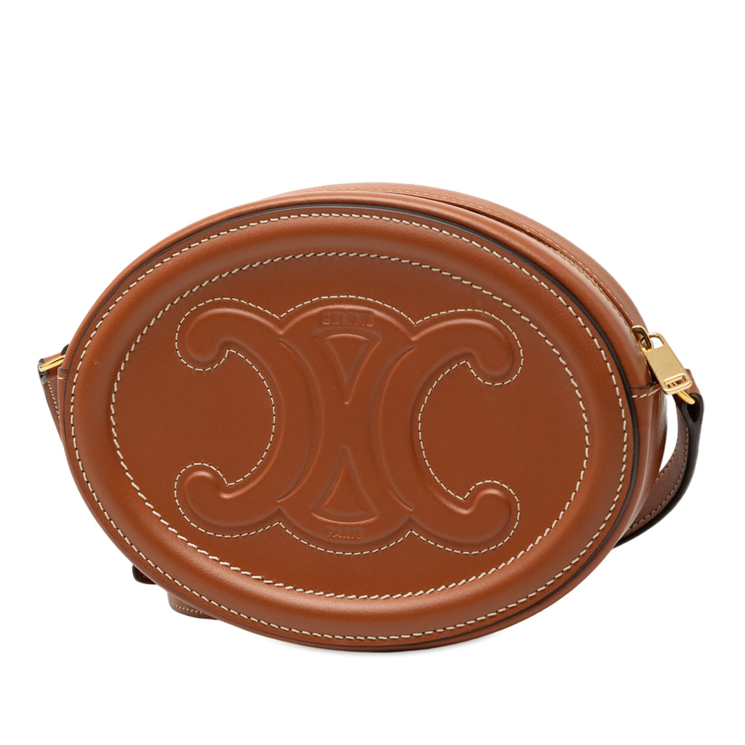 Celine Small Cuir de veau Cuir Triomphe Oval Sac porté croisé