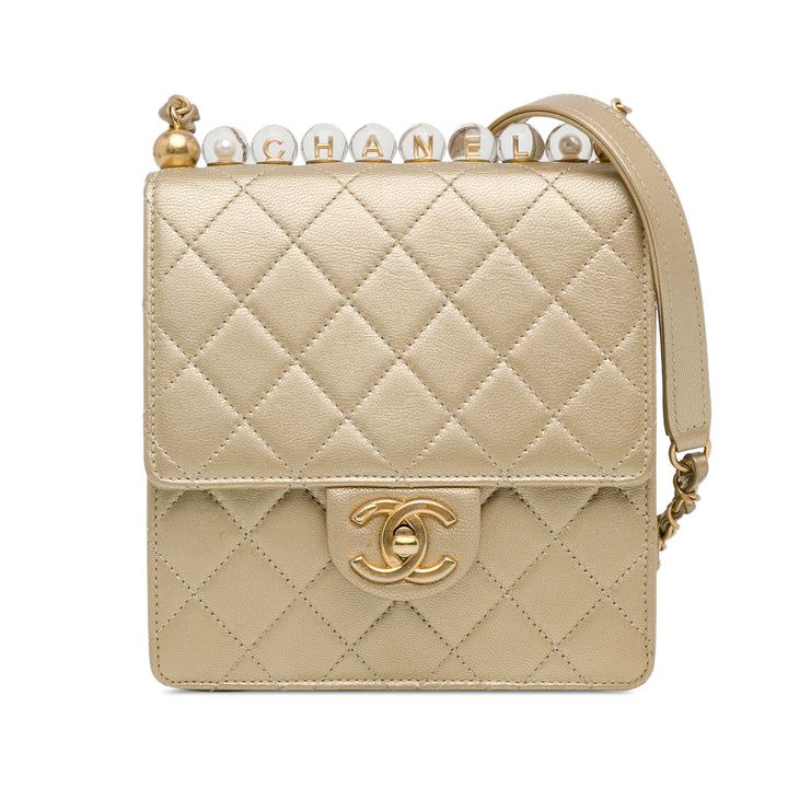 Chanel Small Cuir d’agneau Chic Pearls Flap Doré