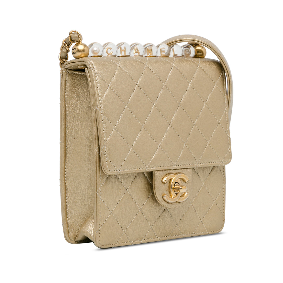 Chanel Small Cuir d’agneau Chic Pearls Flap Doré