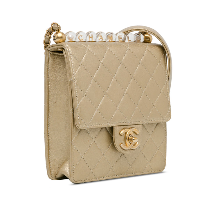 Chanel Small Cuir d’agneau Chic Pearls Flap Doré