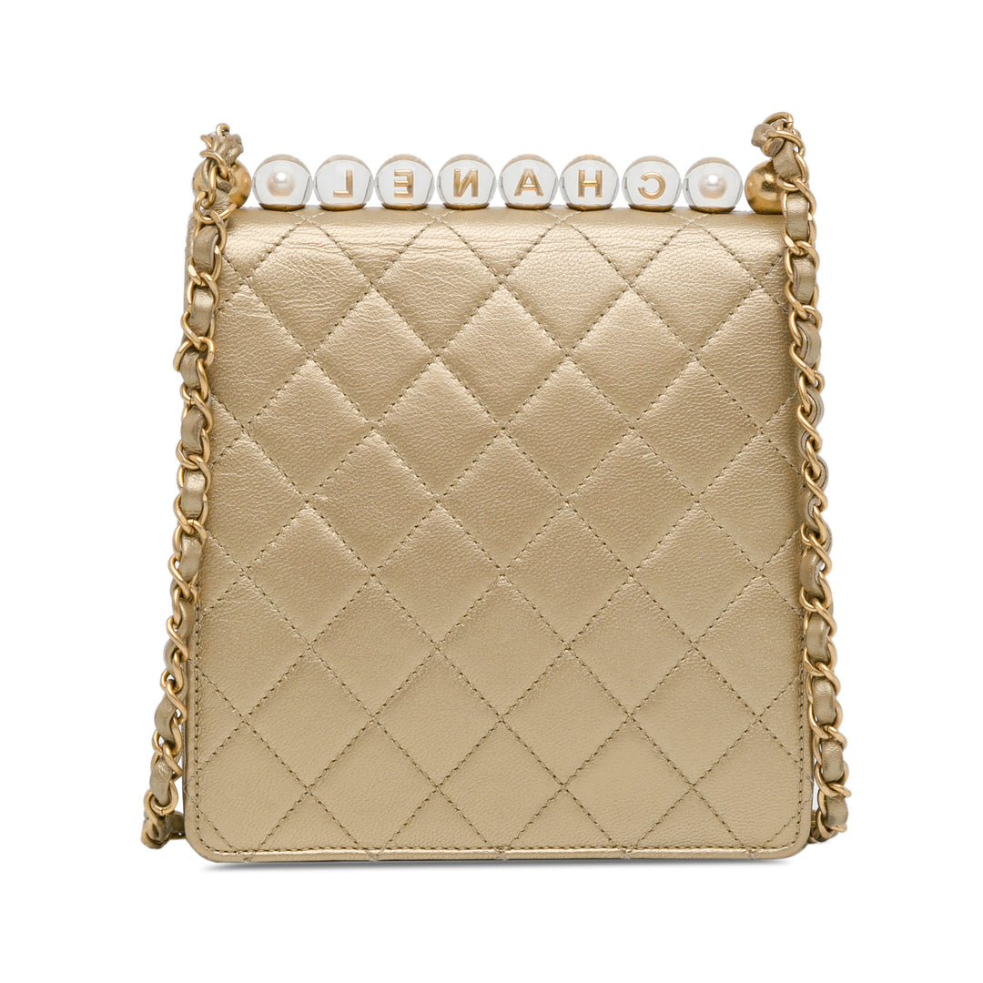 Chanel Small Cuir d’agneau Chic Pearls Flap Doré
