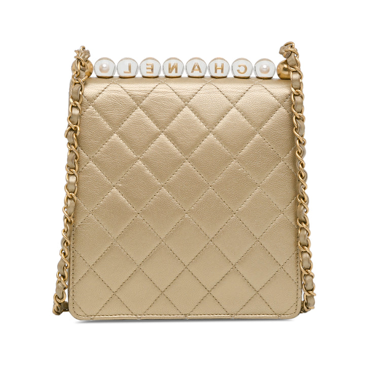 Chanel Small Cuir d’agneau Chic Pearls Flap Doré