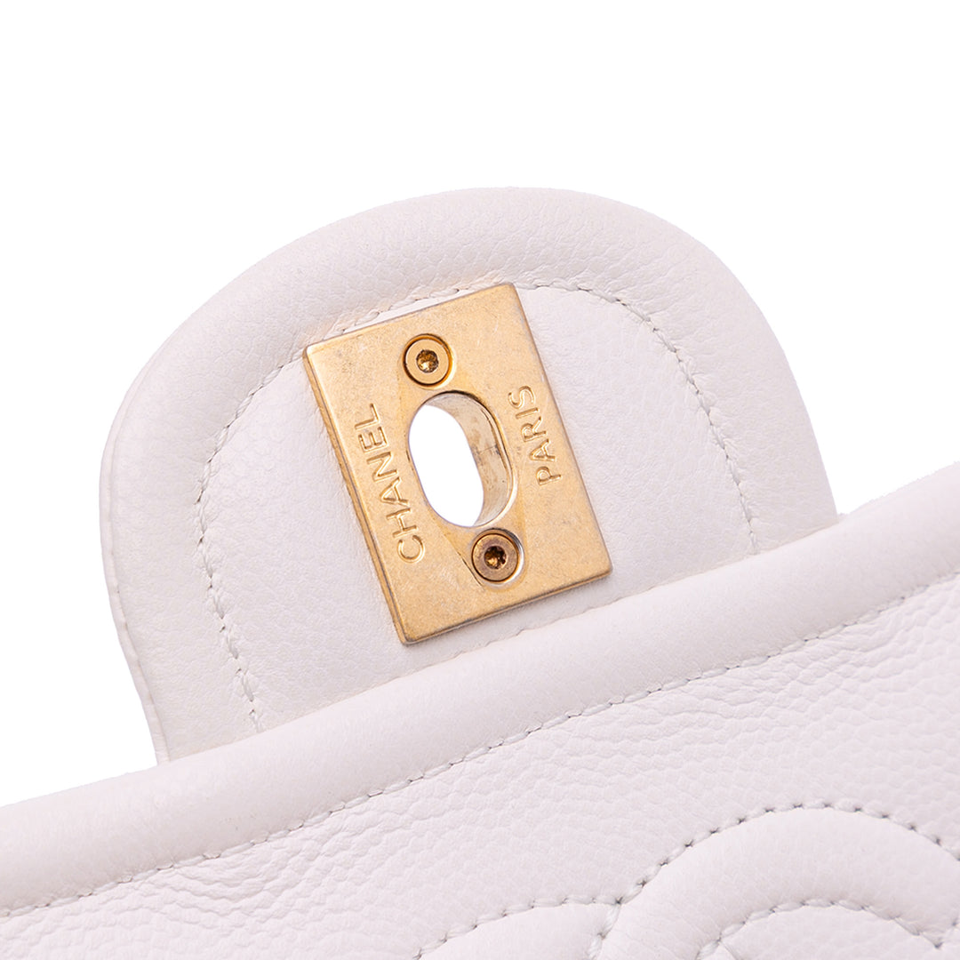 Chanel Mini Quilted Caviar Sweet Classic Flap Blanc