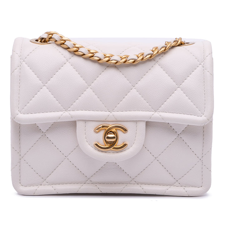 Chanel Mini Quilted Caviar Sweet Classic Flap Blanc