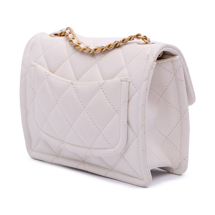 Chanel Mini Quilted Caviar Sweet Classic Flap Blanc