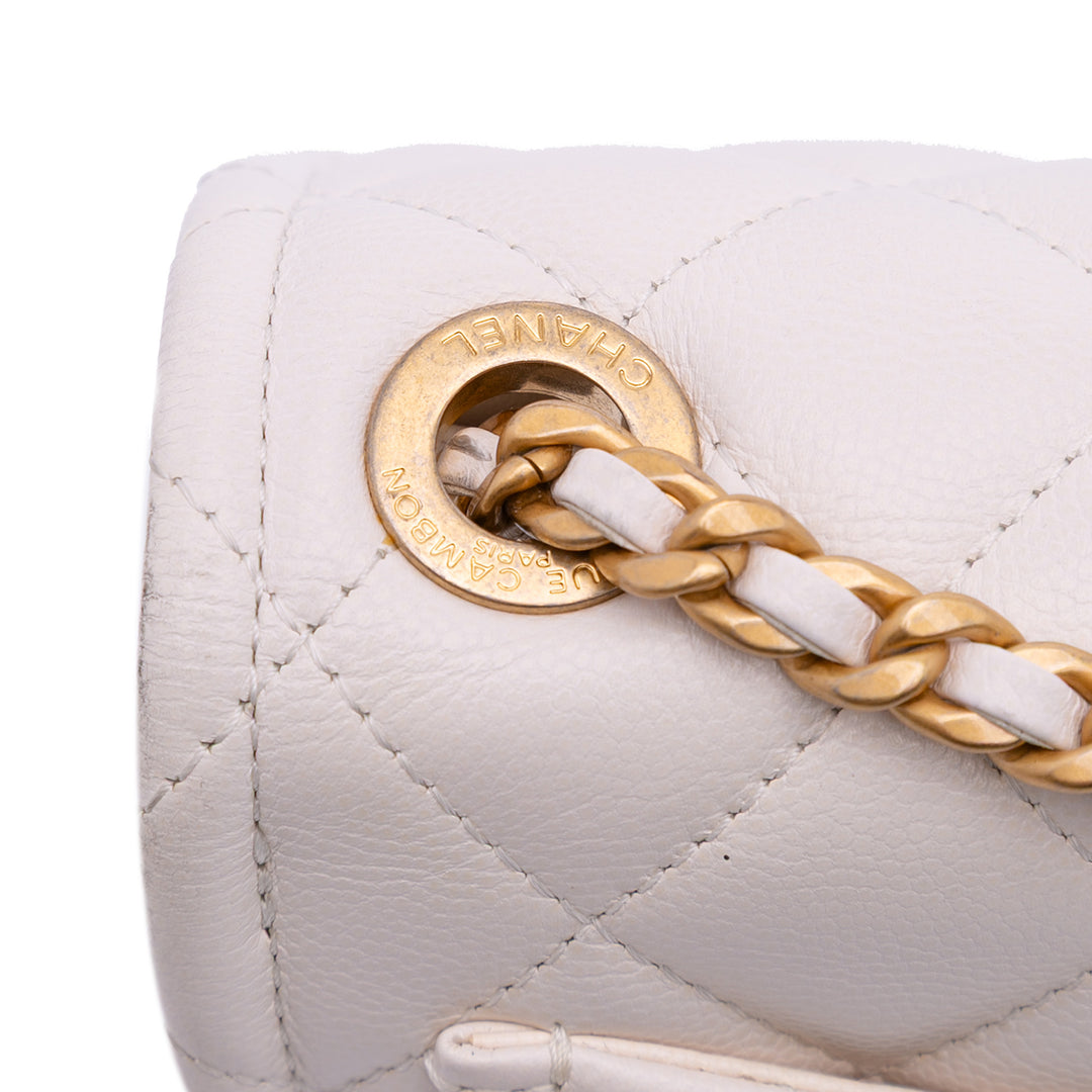 Chanel Mini Quilted Caviar Sweet Classic Flap Blanc