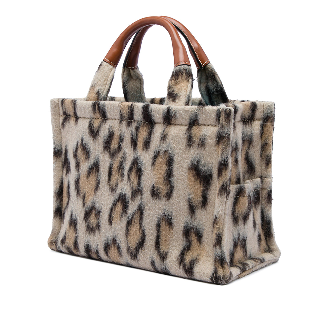 Celine Leopard Imprimé Felt Triomphe Cabas Thais Sac Petit Beige – vue 2 – GABY PARIS