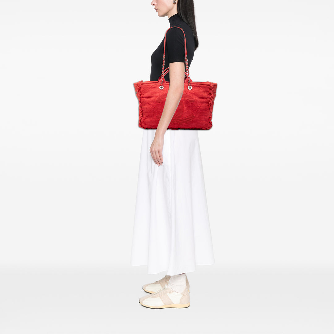 Chanel Medium CC Matelassé Toile Double Face Deauville Cabas