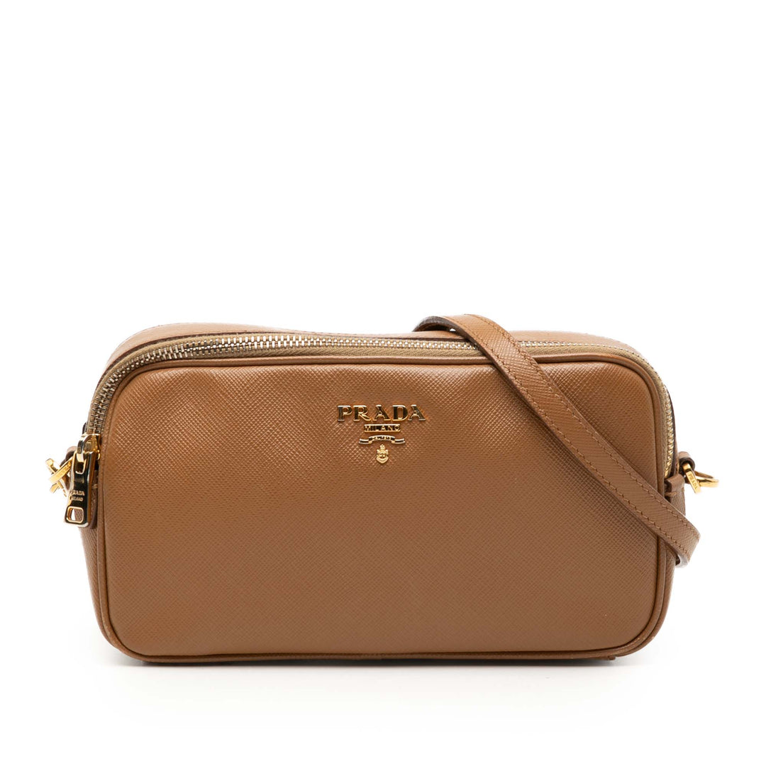 Prada Mini Saffiano Double Zip Sac porté croisé