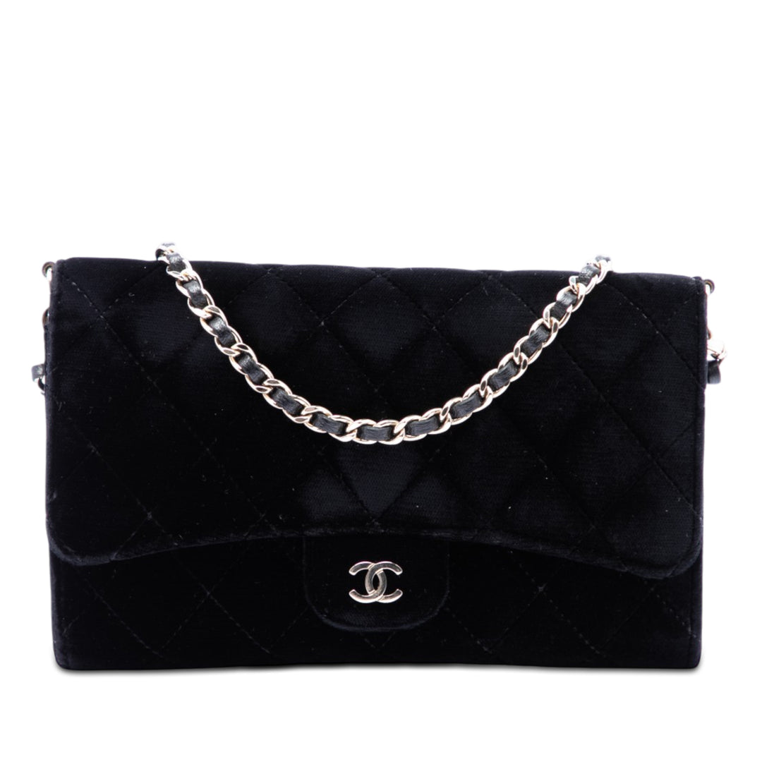 Chanel CC Matelassé Portefeuille on Removable Chaîne Velours