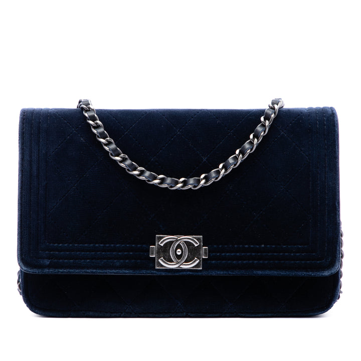 Chanel Matelassé Velours Boy Wallet on Chain