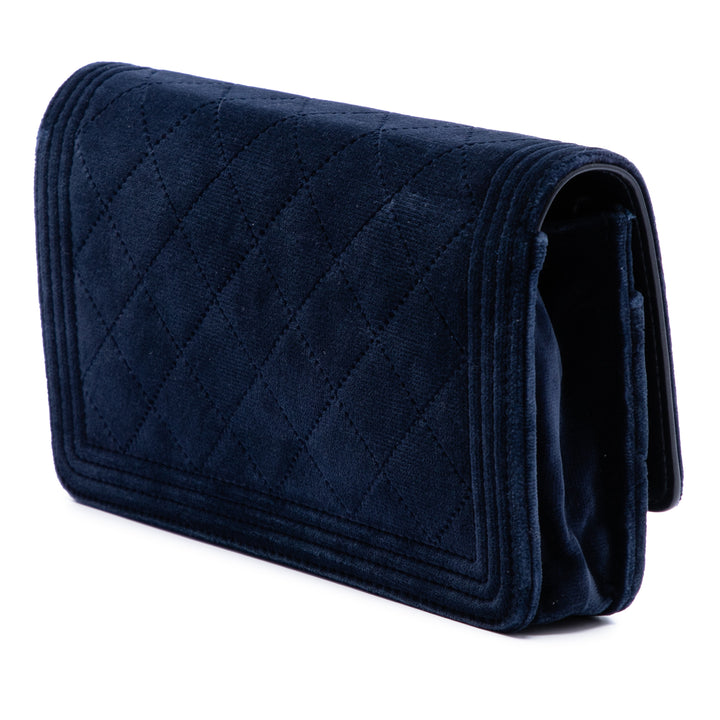 Chanel Matelassé Velours Boy Wallet on Chain