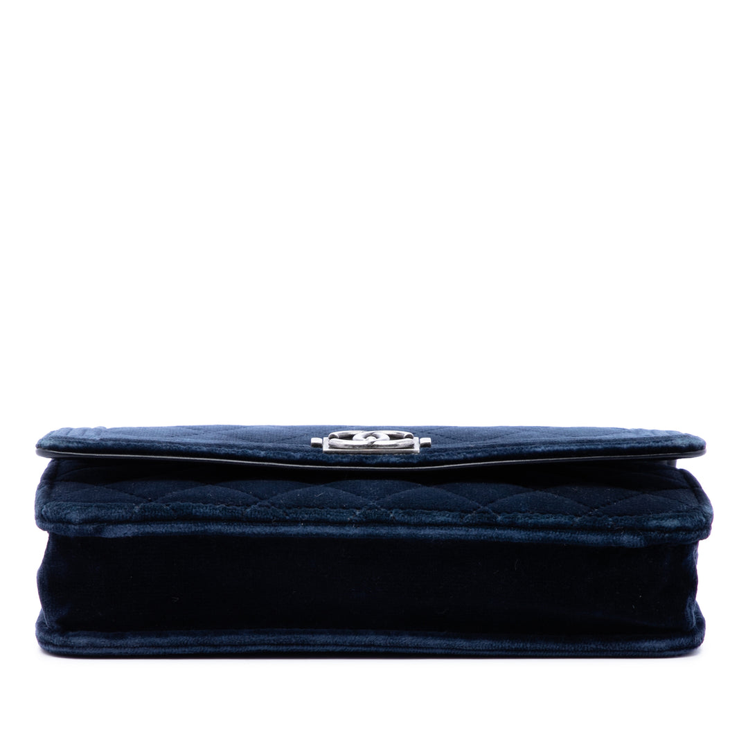 Chanel Matelassé Velours Boy Wallet on Chain