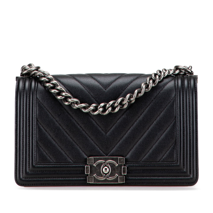 Chanel Old Medium Chevron Caviar Boy Flap Noir – GABY PARIS Authentique