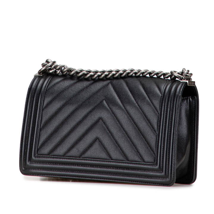 Chanel Old Medium Chevron Caviar Boy Flap Noir – GABY PARIS Authentique