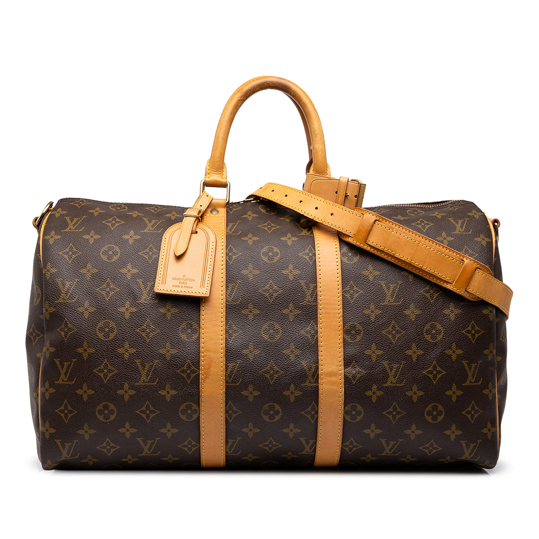 Louis Vuitton Sac de voyage Keepall Bandouliere 45 Monogram Marron – vue principale – GABY PARIS