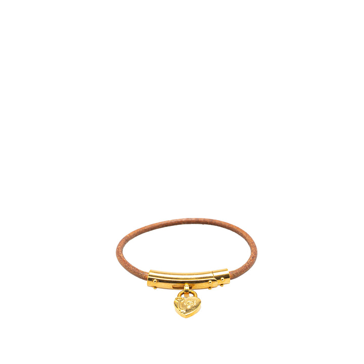 Hermès Cuir and Doré Plated Cadena Heart Charm Bracelet Marron – GABY PARIS Authentique