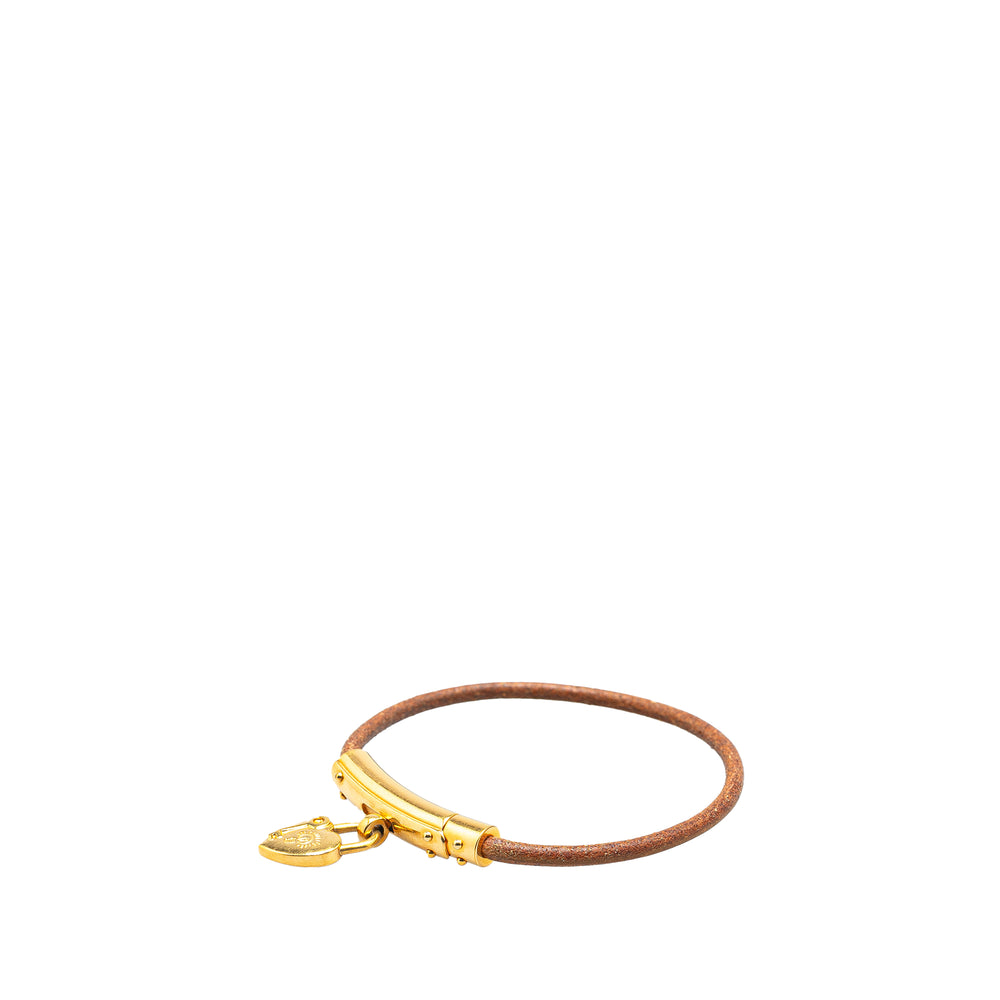 Hermès Cuir and Doré Plated Cadena Heart Charm Bracelet Marron – GABY PARIS Authentique