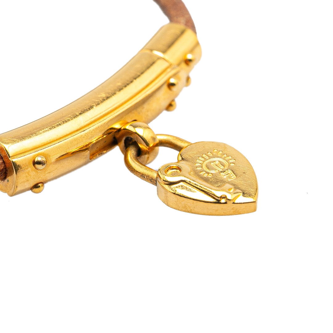 Hermès Cuir and Doré Plated Cadena Heart Charm Bracelet Marron – GABY PARIS Authentique