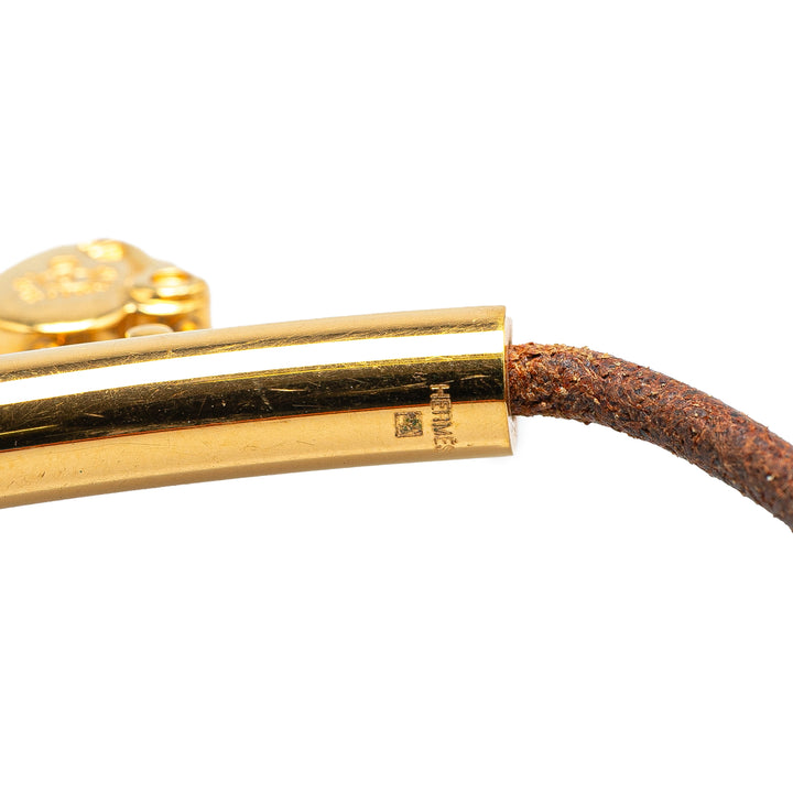 Hermès Cuir and Doré Plated Cadena Heart Charm Bracelet Marron – GABY PARIS Authentique