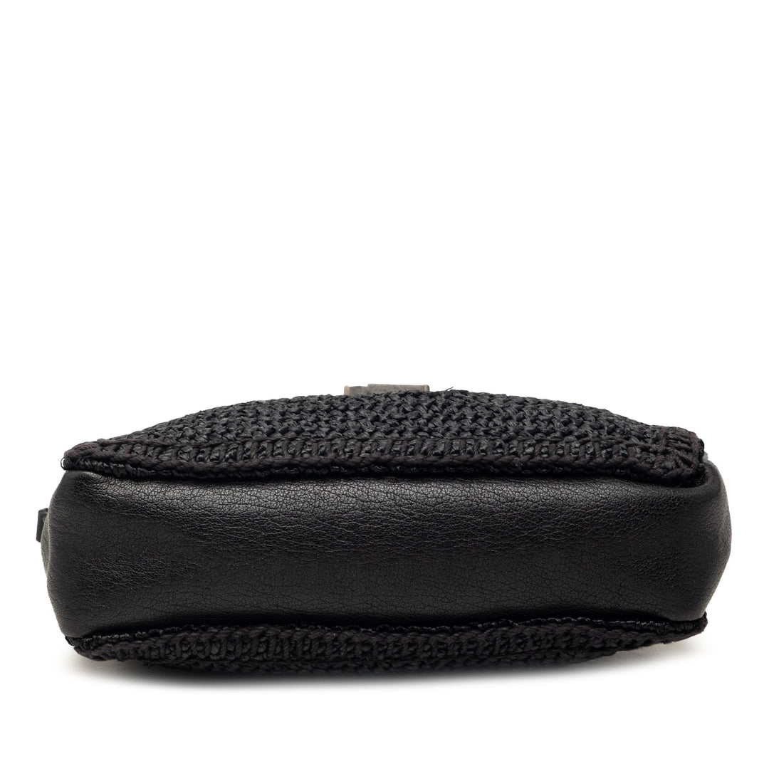 Saint Laurent Woven Raffia et Cuir Lou Sac caméra