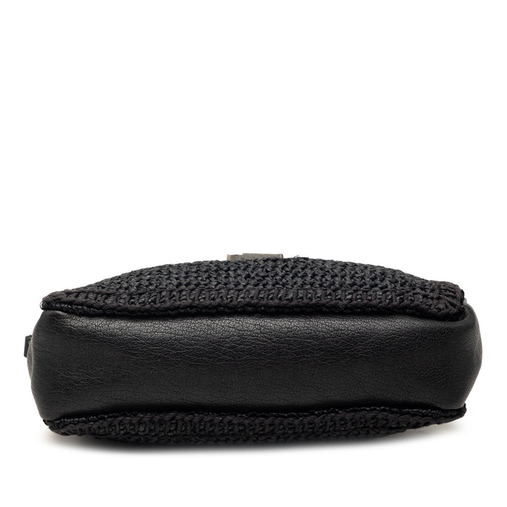Saint Laurent Woven Raffia et Cuir Lou Sac caméra